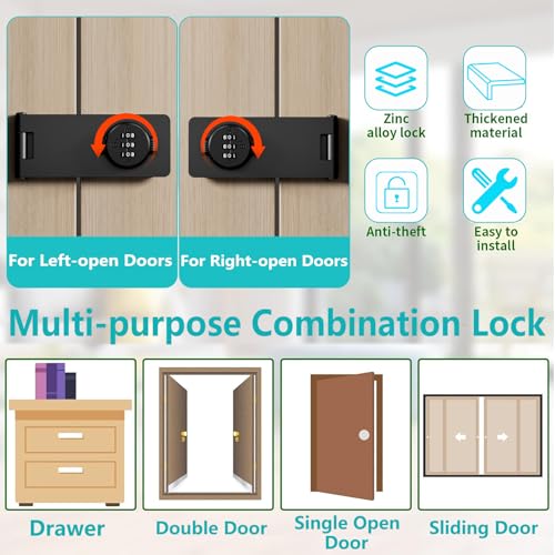 Bifold Door Lock - White 3 Digit Closet Door Lock with Code Keyless Cabinet Locks with Combination for Swinging Sliding Double Doors Lock Cupboard Locks for Pantry Barn Gate Drawers 1 Pack - color: White, size: 1 Pack