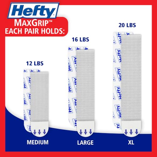 Hefty Picture Hanging Kit - 18 XL Pairs, Holds Up to 20 Lbs | Picture Hangers & Kit for Home Decor - Picture Hanging Hardware for Superior Adhesion on Frames, No Nails - size: XL - 18 Pairs