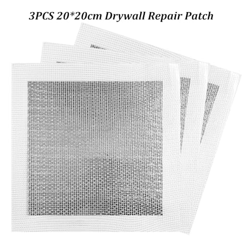 3 Pieces 7.87 Inch Wall Patch Repair, Drywall Repair Patch Self Adhesive Drywall Patch and Fiberglass Repair Kit, Heavy Duty Dry Wall Hole Repair Patch for Drywall Plasterboard (20 * 20 cm) - size: 7.87inch*3