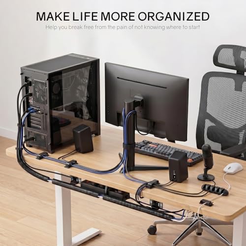 285 PCS Cable Management Kit - for Computer TV Under Desk - Black