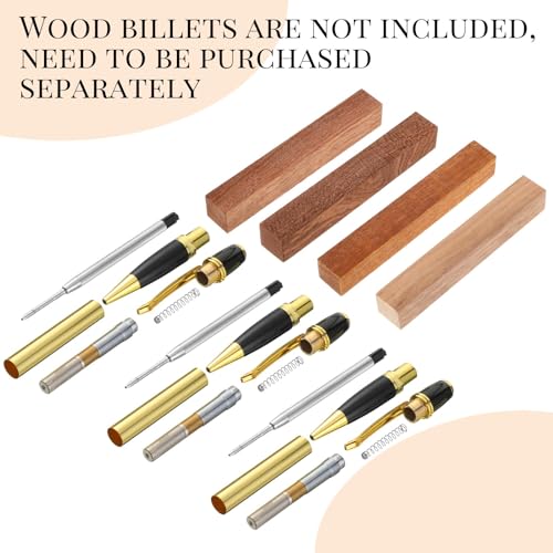 Colarr 12 Pack Woodturning Pen Kit Twist Ballpoint Pen Kit, Gold - color: Gold