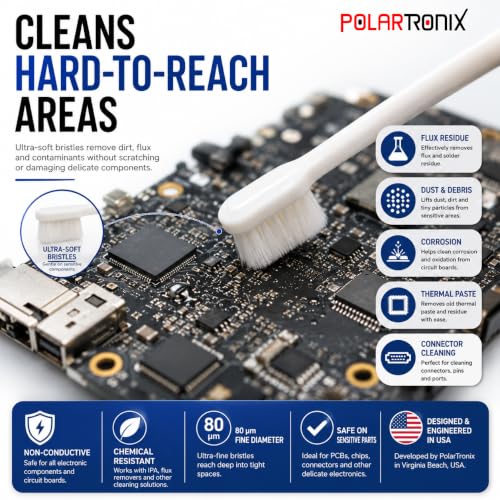 Precision PCB Cleaning Brush with 10,000 Ultra-Fine Bristles – Flux Remover for Circuit Boards, IC Chips, BGA Pads, Phones, Tablets, & Electronics Maintenance