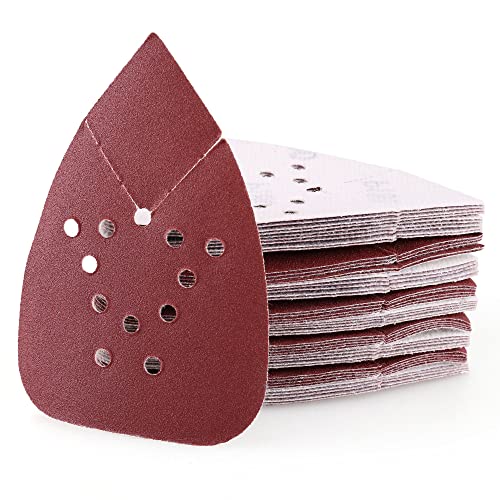 50PCS 180 Grit Sanding Pads for Black and Decker Mouse Sanders, Hook and Loop Sandpaper Sheets - 12 Holes Detail Palm Sander Sand Paper - size: 180 Grit