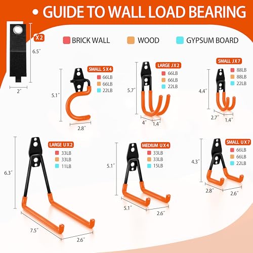 28 Pack Garage Hooks Heavy Duty with Non Slip PVC Coating - color: Orange, size: 28pack