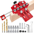 Dowel Jig Kit with Position Stop & Clamp, Full-Featured Doweling Jig | Self Centering Doweling Jig for 1/4",3/8",1/2" Drill Bits, Exact Straight Holes in Any Thickness Wood for Furniture, Cabinet