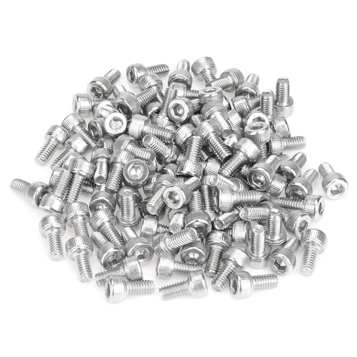 105 Pieces M4 x 8mm Socket Head Cap Screws, Thread Pitch 0.7mm, Sutemribor M4 Screws, 304 Stainless Steel, Fully Threaded, Silver - size: M4 x 8mm, style: Socket Head