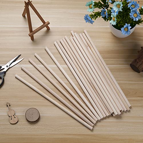20 PCS Wooden Dowel Rods Wood Macrame Dowels 1/2x 12 inch, Round Wooden Sticks for Crafts, Unfinished Hardwood Sticks for Arts and DIYers, Crafting, Tiered Cake Support and Wedding Ribbon Wands - size: 1/2"×12"-20PCS
