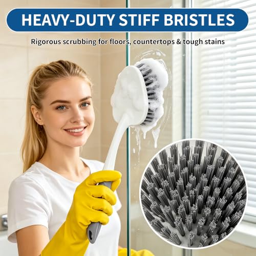 3PCS Heavy Duty Scrub Brush Set - Shower Cleaning Brushes for Bathroom