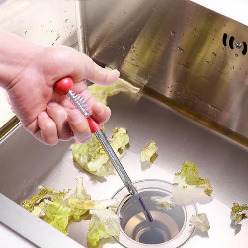 Drain Snake, 61 inch plumbing snake，Sink Snake Drain Clog Remover for Sewer Kitchen Bathroom - style: 61 IN