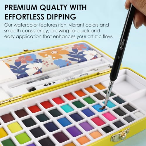 Grabie Set of 50 Color Watercolor Paint Set with Brush Pens - color: 50 Colors（New）