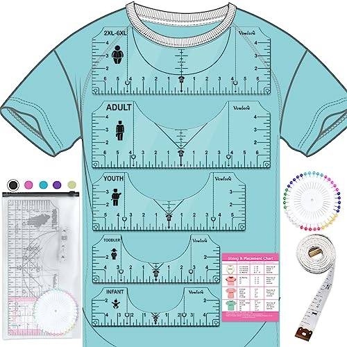 Vowlove T-Shirt Ruler for Precise Vinyl Alignment, Heat Press Guide Tool - color: 01 Black