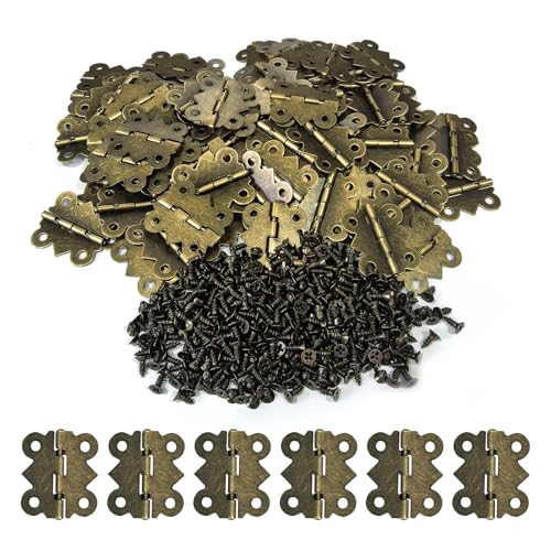 LEFTSTARER 60Pcs 1.2In Antique Cabinet Door Hinges with Screws, Bronze Butterfly Style, Small Hinges for Crafts Cabinet Wooden Jewelry Boxes (A.60 Butterfly Hinges) - color: A.60 Butterfly hinges