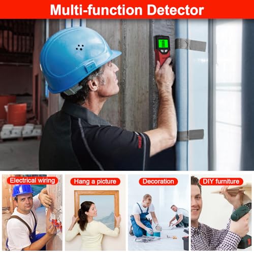 Stud Finder Wall Scanner - 5 in 1 Stud Finder Tool w/Smart Chip and HD LCD Display, Stud Detector Beam Finders for the Center and Edge of Wood AC Wire Metal Studs Joist Pipe (Cherry) - color: Cherry