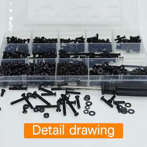 1001 Pcs M3 Countersunk Screws Assortment Kit, Flat Head Machine Screws Phillips Bolts Nuts Washers Assortment Kit with Screwdriver for Electronics, Machinery - M3x6/8/10/12/16/20/25mm - size: M3x6/8/10/12/16/20/25-1001Pcs