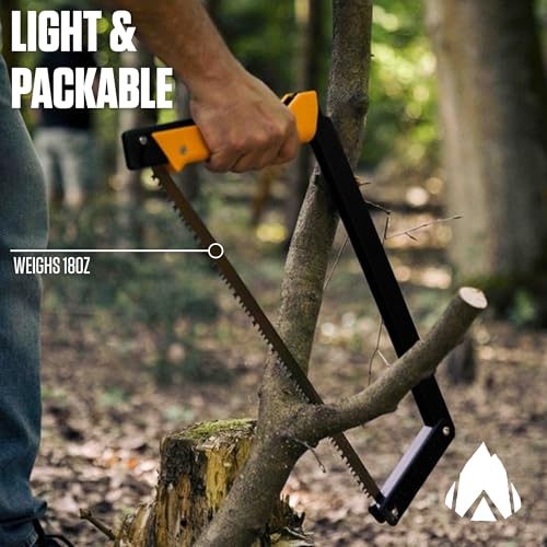 AGAWA - BOREAL21 Backwoods Kit - Includes 21" Folding Saw, Leather Sheath, 21" All-Purpose & 21" Aggressive Saw Blade - For Camping, Hunting & Survival Kit (Black Frame/Yellow Handle) - size: 21" Inch