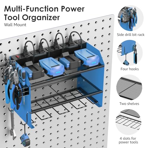 CCCEI Wall Mount Modular Tool Charging Organizer, Blue, 1 Pack, 3 Tier. - color: Blue