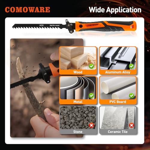 17Pcs Handsaw & File Set, Blade Quick Change, 10 Saw Blades & 6 Files