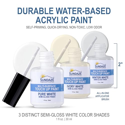 Sundaze Semi-Gloss White Touch-Up Paint Pen Kit - Wall, Kitchen Cabinet