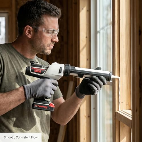 6000 Series Cordless Caulking Gun – 20V Lithium Battery Powered Electric 10oz Cartridge Dispenser, Lightweight 3.75 lbs, 1000 lb Thrust, No-Drip Sealant & Adhesive Applicator - size: 10oz / 300ml, style: Cordless 20V (6000 Series)