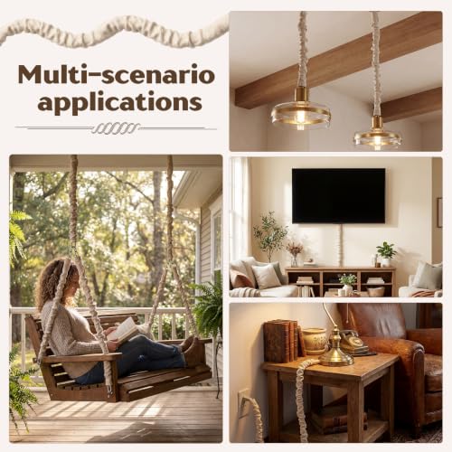2x3.7ft,2x3.9ft,2x4.2ft 6 Pack Fabric Cord Cover for Electric Wire, Beige - size: 2x3.7ft,2x3.9ft,2x4.2ft