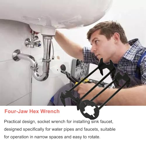 Multifunctional Basin Wrench Carbon Steel Faucet Wrench, 7 Sizes Basin Faucet Tight Spaces Sink Tool 2Pcs - size: 7 Sizes