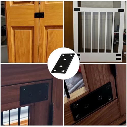 20 Pack 4x2 Inch Black Flat Mending Plates Metal Straight Bracket Brace Stainless Steel Mending Joining Plates with Screws, Heavy Duty Fixing Brackets for Wood Furniture Shelves Repair - size: 4 x 2Inch Black Flat Bracket