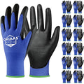 OKIAAS Men's Blue Medium Thin and Lightweight Working Gloves with Grip, 12 Pairs Bulk Pack Construction Gloves - color: Blue (12 Pairs), size: Medium