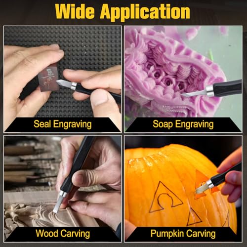 12 Pcs Wood Carving Tools Set SK2 Steel Small Wood Chisel, Multipurpose Hand Carving Knife Tool Kit with Storage Box, Sculpting Knife Kit for DIY Sculpture Carpenter Experts and Beginners