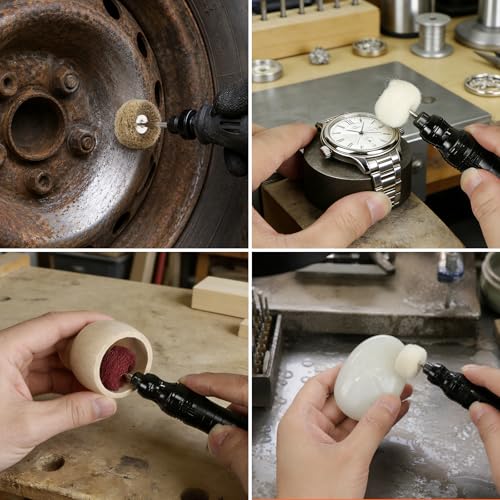 90-Piece Abrasive Buffing & Polishing Wheel Set - 1/8" Shank, 1" (25mm) 80-800 Grit, 15 Wool Felt Buffing Wheels, Rotary Tool Polishing Kit for Metal, Jewelry, Wood, Glass - color: Black 90Pcs