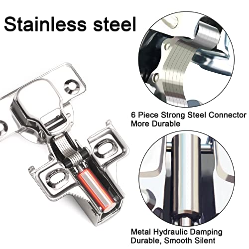 BESTEEL 24 Pack 1/2 inch Overlay Soft Close Cabinet Door Hinges for Kitchen Cabinet Hinges, 100 Degree Opening Angel, Stainless Concealed Kitchen Cabinets Hinge Self Closing with Drilling Tool &Manual - size: 24 PCS
