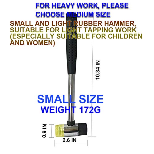Small Rubber Mallet Hammer, Double-Faced Rubber Hammer for Jewelers Kid or women Usage or Light Tapping Work Non-Slip - size: Small Without Replacement Tip