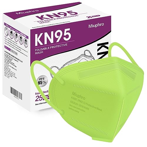 Miuphro KN95 Face Mask 25 Pack, 5-Layers Breathable KN95 Masks - color: Green
