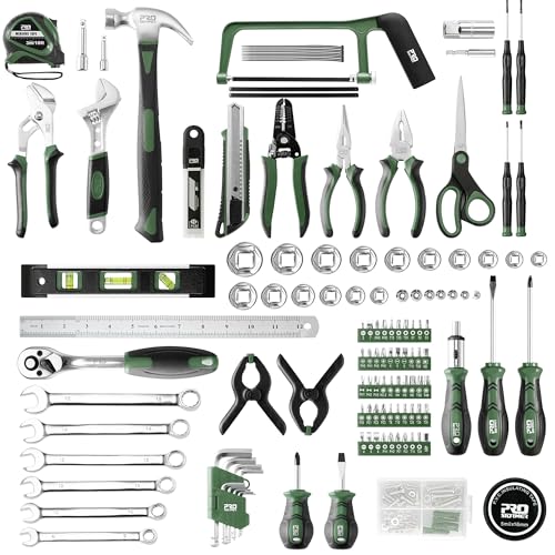 Prostormer 259-Piece Tool Kit, Household Essential Tool Set, Green - color: Green