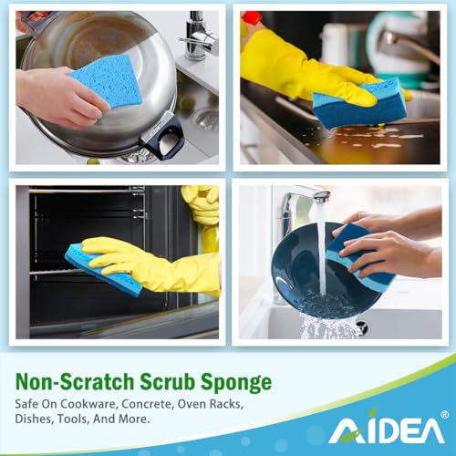 AIDEA Sponges Kitchen, Non-Scratch Scrub Sponge,12Count, Sponge for Dishes - color: Light-blue