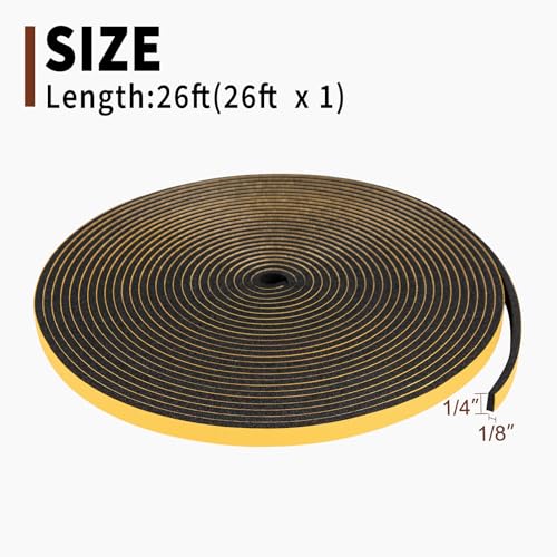 Yotache Foam Seal Tape 1/4" W X 1/8" T, 26 Ft Length - size: 1/4"x1/8"x26 FT