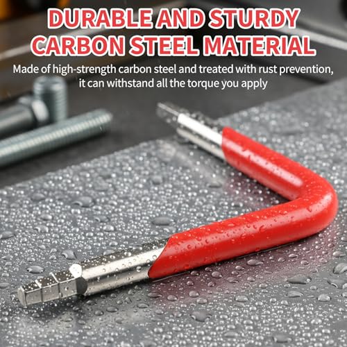 Dual-Ended Faucet Seat Wrench, Carbon Steel Valve Seat Tool with Hex & Square Ends, Universal Stepped & Tapered Faucet Wrench Tool for Installing and Removing Compression Seats