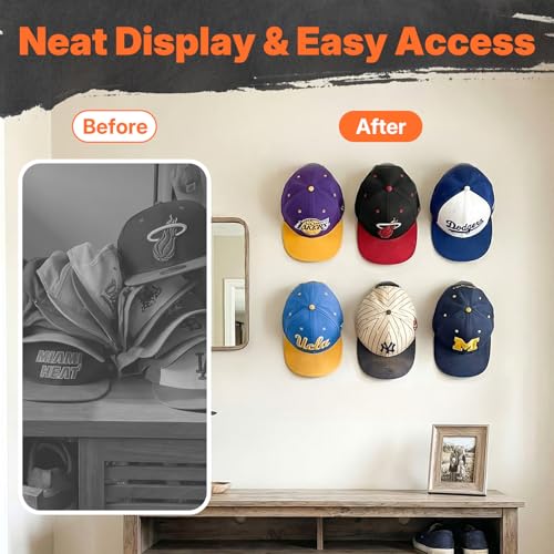 HOUSE DAY Adhesive Hat Hooks for Wall 16 Pack, Black - color: Black, size: 16 Pack