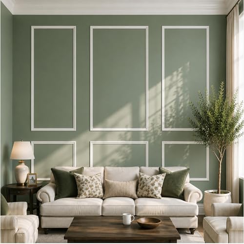 SMARTSTANDARD Precut Wall Molding Kit, Ready to Assemble, 6 Frames - color: White: Style 5