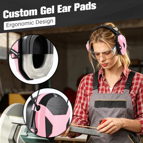 Electronic Shooting Ear Protection w/Gel Pads, 23dB NRR Active Noise Reduction & 3X Amplification Headset for Shooters - color: Pale Pink