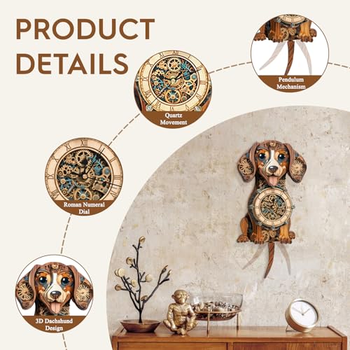 3D Wooden Puzzles for Adults-Dachshund Clock Puzzle-Adult Crafts - color: Dachshund Clock