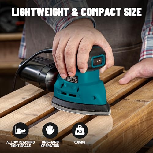 DOVAMAN 130W Detail Sander, 12000RPM Palm Sander Tool - color: A-blue