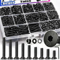 Taiss 841PCS M3 Screw Kit,Flat Head Metric Bolts Assortment,10.9 Grade Alloy Steel,Countersunk Machine Screws,Black Nuts and Bolts for 3D Printer,Mechanical Hardware,with Hex Wrenches - size: 841PCS M3