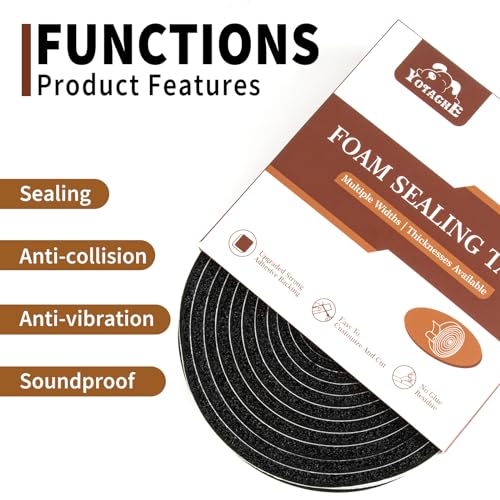 Yotache Open Cell Self-Adhesive Foam Seal Tape 1/2" x1/4", 13 FT x 2Pcs | Weather Stripping for Door Insulation, Soundproof, Weatherstrip - size: (0.5"×1/4") 26FT
