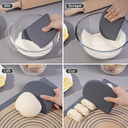 Silicone Dough Scraper with Metal Core Flexible Bowl Scraper Bread Baking - color: Dark Gray