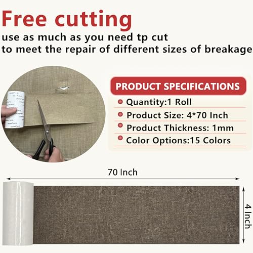 Gheeidau Linen Repair Tape 4x70 Inch Self-Adhesive Couch Patch Repair Fabric Patch for Furniture,Sofas,Cushion,Chairs,Bags,Linen Goods(Coffee) - color: Coffee