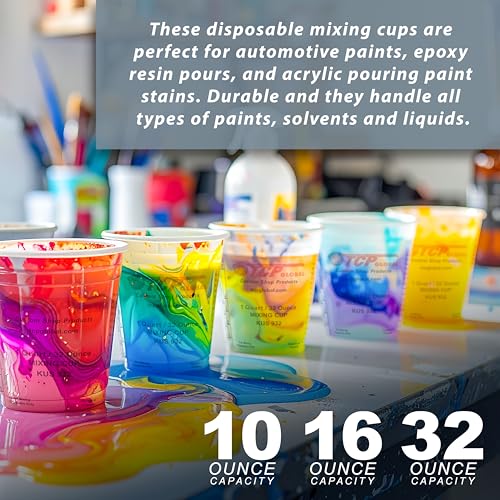 TCP Global Complete Paint Mixing Kit - 12 Cups with Lids, Mixing Sticks