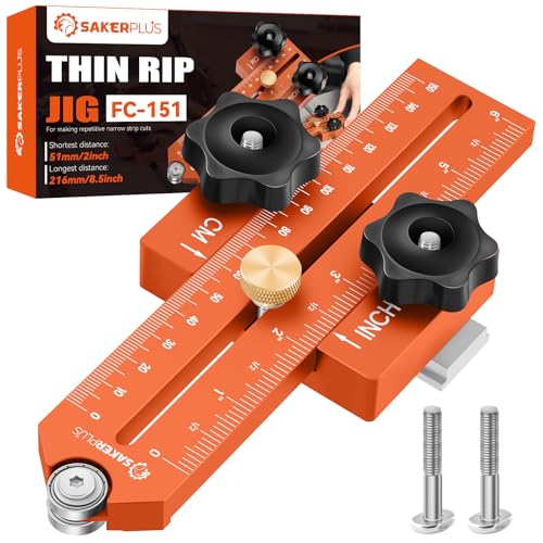 Thin Rip Jig Table Saw Jig Guide, Thin Rip Jig for Repetitive Narrow Thin Strip Cutting, Fits for 3/8" x 3/4" T Slot, Woodworking Tool Fast Thin Ripping Guide for Table Saw Band Saw Router