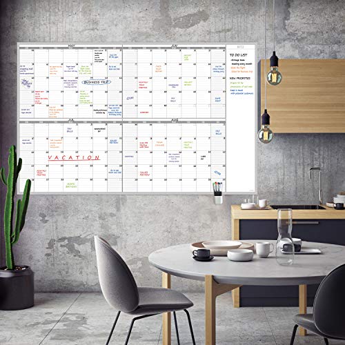 Large Dry Erase Wall Calendar 60" x 38" - Premium New Laminate - Blank Undated, Reusable & Erasable 4 Month Planner -Classroom, Office, Project & Family Schedule - size: 60"x38"4Month