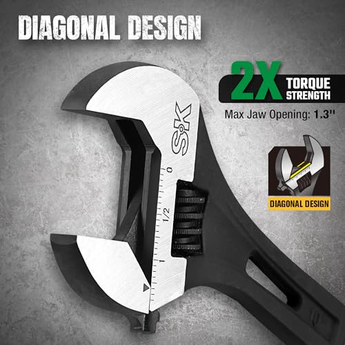 SK 10-Inch Adjustable Wrench, 2.6X ANSI Strength, Black Phosphate Finish