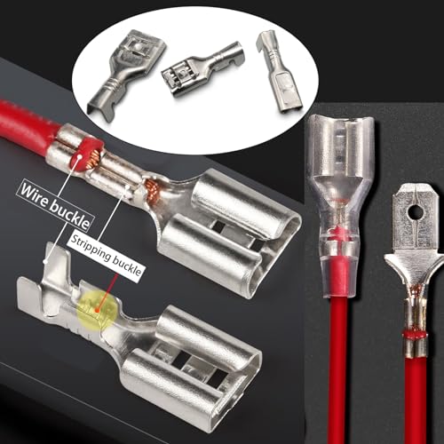 Feggizuli 540pcs 2.8mm 4.8mm 6.3mm Male and Female Spade Connectors Kit with Insulating Sleeve, Crimp Terminals Electrical Connectors, Electrical Terminals for Electrical Wiring